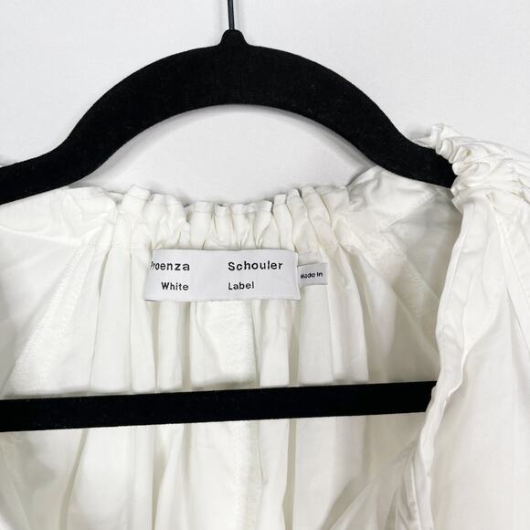 Proenza Schouler White 4 Button Placket Blouse Long Sleeve Contrast Trim Cotton - Picture 8 of 13